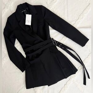 Zara Black Double-Belted Blazer